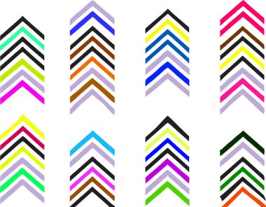 Beyaz vektör tasarımı üzerine izole edilmiş renkli kalem kümeleri.