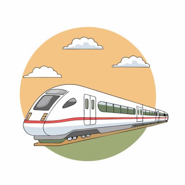 Tren vektör çizimi düz tasarım. Yüksek hızlı tren doğal tasarım.