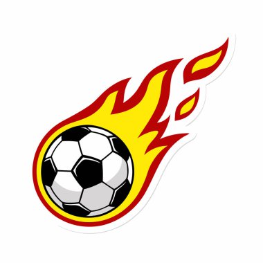 Futbol logosu dizaynı ve ateş tasarımı. futbol spor simgesi.