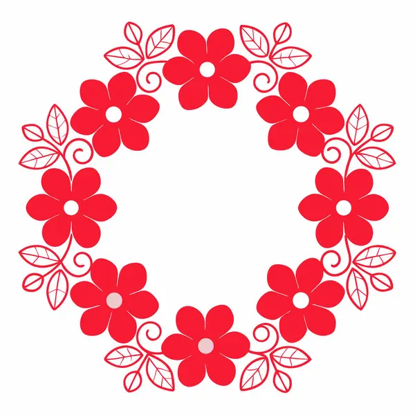 Kırmızı çiçekli vektör çelengi.