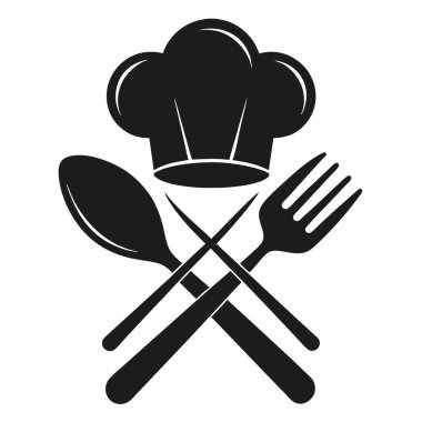 yemek çatalı kalın renkte restoran logosu tasarımı, vektör illüstrasyonu.