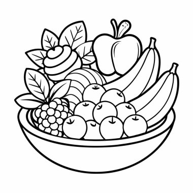 meyve ve sebze çizgi film vektör çizim grafik tasarımı.