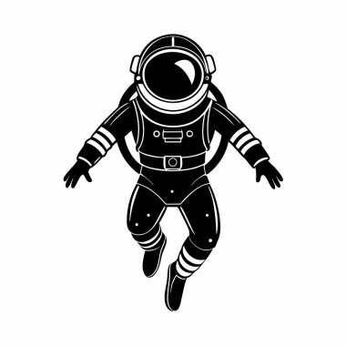 Uzay siluet vektör tasarımında astronot uçuş alanı.