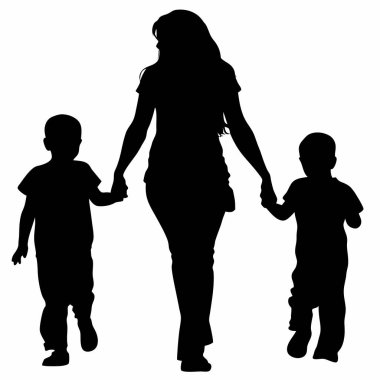 Aile çocuk vektörünün çocukluk silueti.