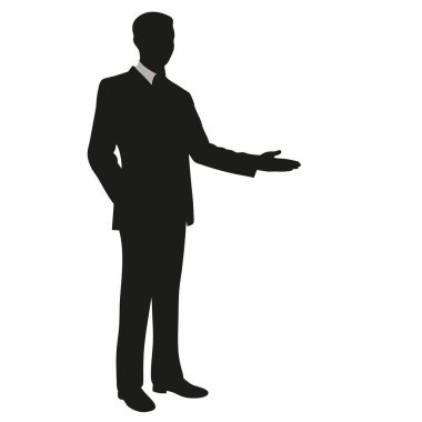 Avuç içi simgesi açık siluet işadamı.