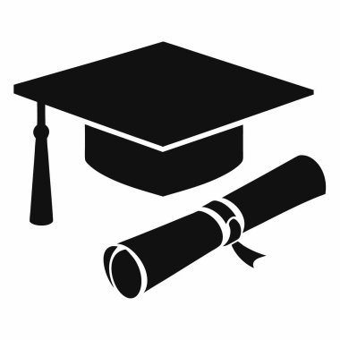 Mezuniyet şapkası ikonu. Mezuniyet kapsülü vektörünün basit gösterimi.
