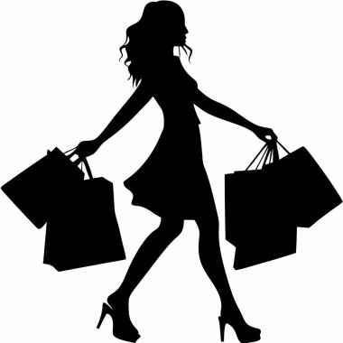 Siluet kadın çanta vektör tasarımı ile alışveriş.