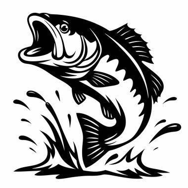 Siluet büyük balık bir stil, vektör illüstrasyon.
