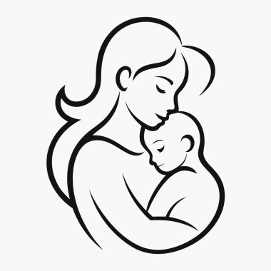 ana ve oğul simgesi, ana biçim vektör tasarımı.