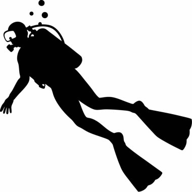 Su dalışı silueti, vektör çizimi.