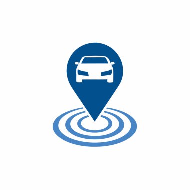 Harita konumu simge logo vektör tasarımlı araba.