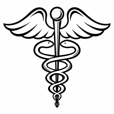 caduceus tıbbi ikonu, sağlık elemanı vektör illüstrasyonu.