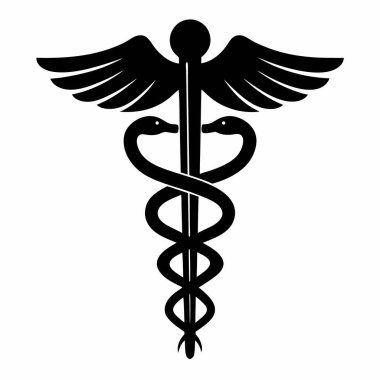 Siluet caduceus simgesi. sağlık hizmeti vektör çizimi tasarımı.
