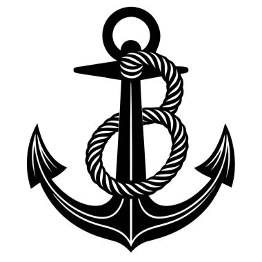 çapa ile siluet çapa, vektör illüstrasyon beyaz arkaplan.