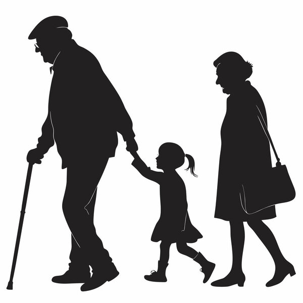 силуэты семейного человека вместе. векторная иллюстрация.