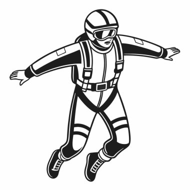 Siyah takım elbiseli astronot ve kask sıçrama simgesi.