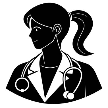 Kadın bir doktor siluetinin vektör çizimi.