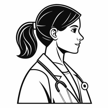 Genç bayan doktor avatar karakter vektör çizimi tasarımı.