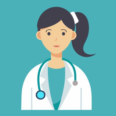Stetoskop ikonu olan kadın doktor.