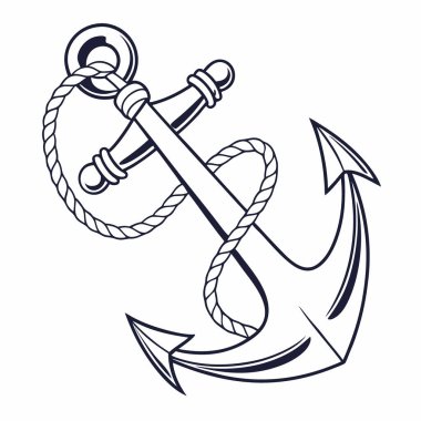 siyah ve beyaz çapa ipi ve ip simgesi vektör grafiği.