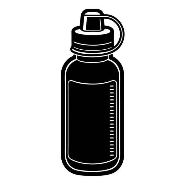 Siluet şişe su ikonu. Web tasarımı için siyah şişe vektör simgesinin basit çizimi.