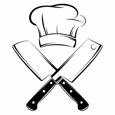 Boyama kitabı tasarımı için anahtar simgesine sahip şef şapkası.