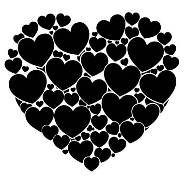 Kalp simgesi tasarımının siluet vektör çizimi.
