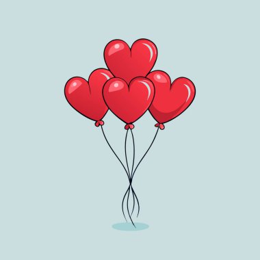 Kalp şeklindeki balonların vektör çizimi.