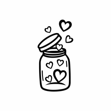 Kalp çizgisi biçim vektör tasarımlı aşk kavanozu.