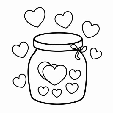 Tatlı kalpli kalp kavanozu romantik ikon tasarımı.