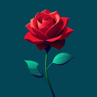 Yeşil yaprak temsili süslemeli gül çiçeği.