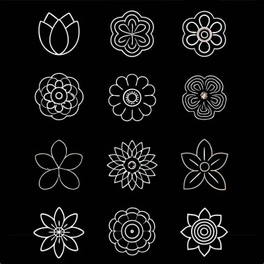 Dekorasyon tasarımı için çiçek vektör simgeleri.