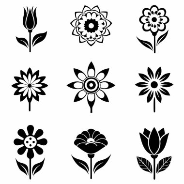 çiçek simgeleri illüstrasyon vektör.