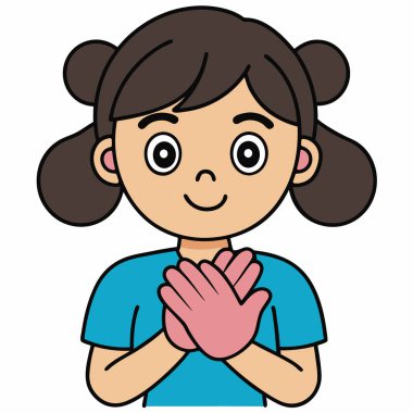 Mavi bluz vektör çizim tasarımı içinde şirin küçük bir kız..