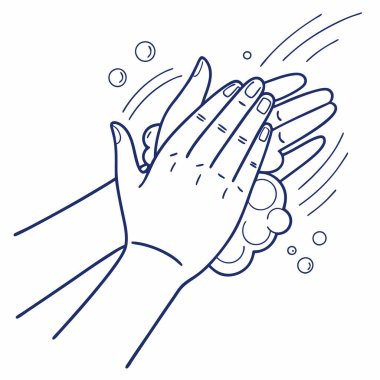 El yıkayan bir adamın el çiziminin vektör çizimi.