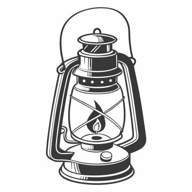 Yanan mum resimli klasik bir fener..