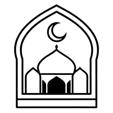 Ramazan kareem cami simgesi, taslak biçim illüstrasyonu.