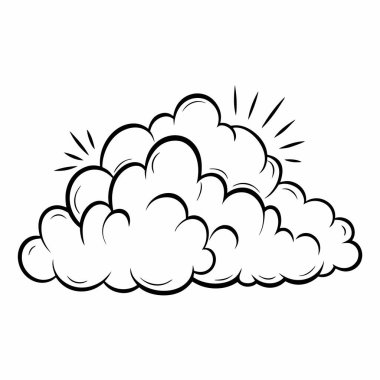 beyaz arkaplanda izole edilmiş çizgi film bulut simgesi, vektör illüstrasyonu.