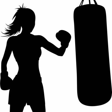 Boksör kız siluet vektör tasarımı.