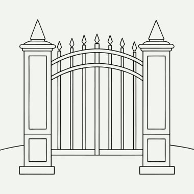 siyah ve beyaz geçit köprüsü vektörü beyaz arkaplan web simgesi basit illüstrasyon.