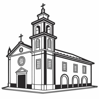 Kilise tasarımının mimari çizimi.