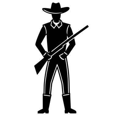Şapkalı ve tüfek vektör resimli avcı..