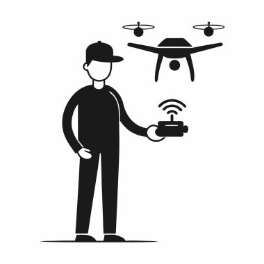 Uzaktan kumandalı İHA. Uzaktan kumanda vektör simgesi olan İHA 'nın basit çizimi.