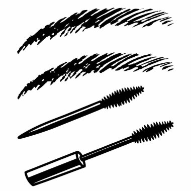 Beyaz arkaplanda siyah rimel fırçası.