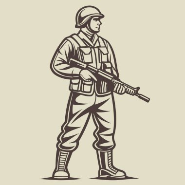 Asker, klasik askeri illüstrasyon muhafızı..