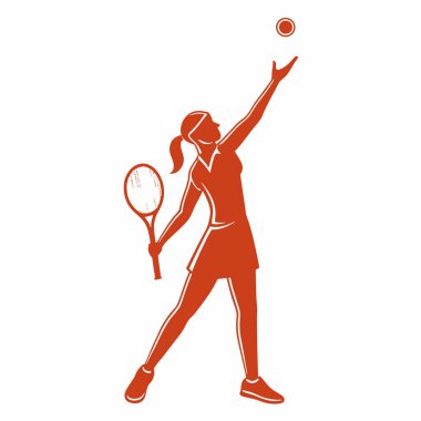 Tenis oynayan kadın vektör illüstrasyonu.