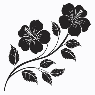 Beyaz arkaplan vektör çiziminde siluet çiçekleri.