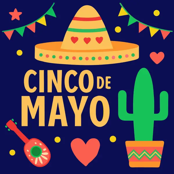 Meksika mayonez kartı. Çiçekler ve kaktüs vektör illüstrasyonlu..