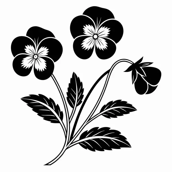 Siluet çiçeği ve yaprağın dekoratif ikon vektör illüstrasyon tasarımı.