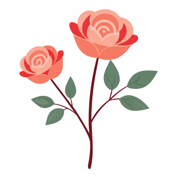 pembe güller ve yapraklar vektör illüstrasyonu.